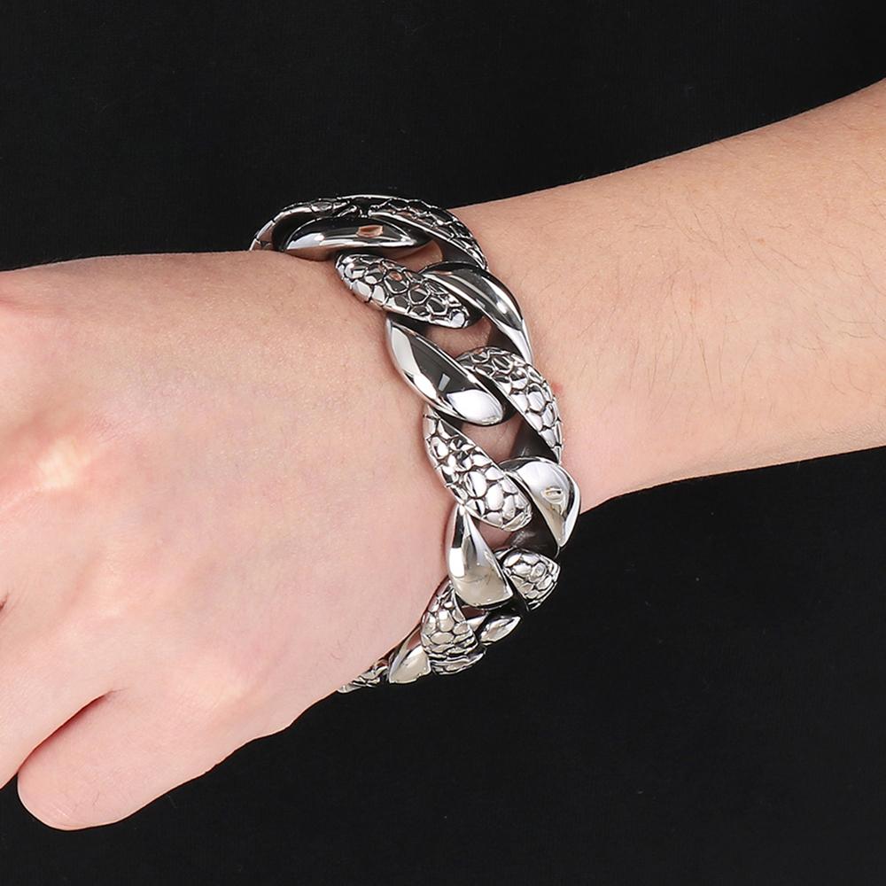 25MM Thick Snake Cuban Link Bracelet for Men Heavy Duty Stainless Steel Hip Hop Chain Bracelet Man 9.06" Biker Punk Jewelry Gifts