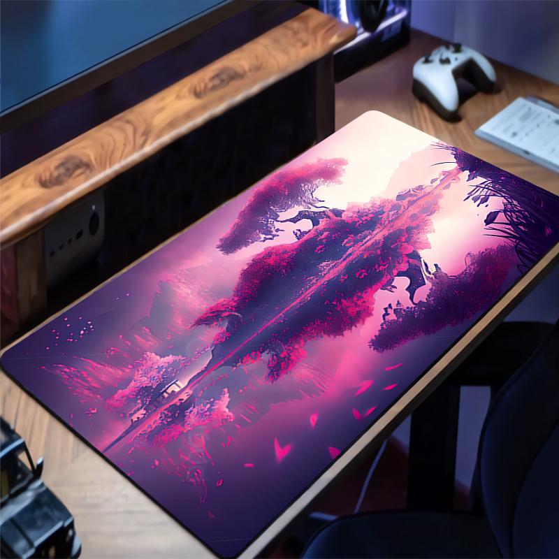 Mouse Pad Anime Scenery Purple Gaming Accessories Varmilo Keyboard Desk Mat Gabinete Gamer Carpet Mousepad Mouse Mats