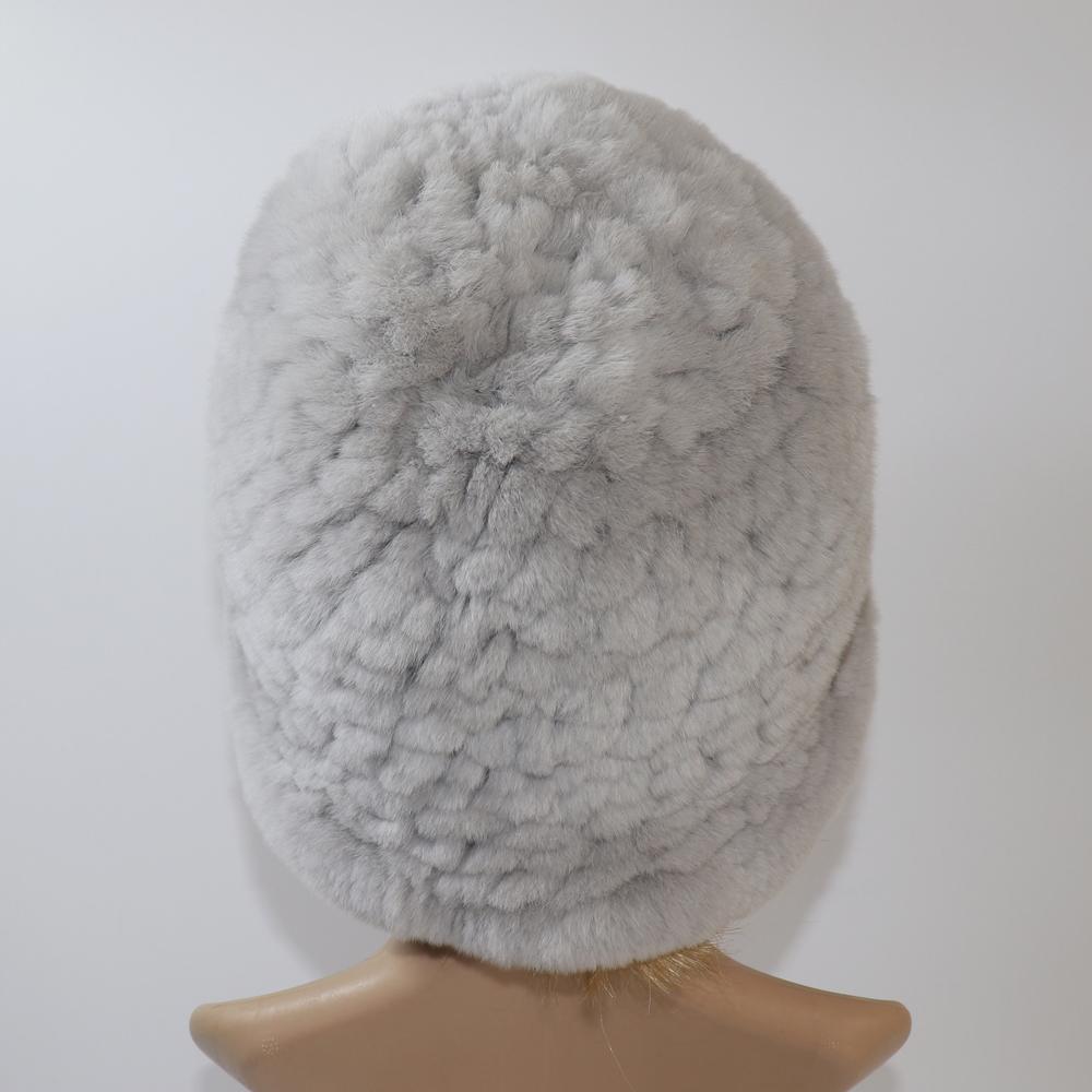 Knitted Winter Women Real Rex Rabbit Fur Hat Natural Warm Rex Rabbit Fur Hats Lady Quality Thick Genuine Rex Rabbit Fur Cap