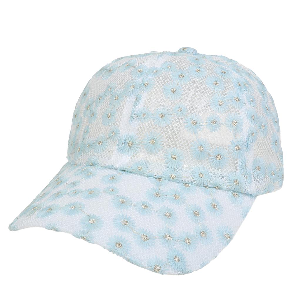 Cute Daisy Embroidery Mesh Baseball Cap, Ladies Hollow Net Adjustable Sun Hat Outdoor Visor Cap