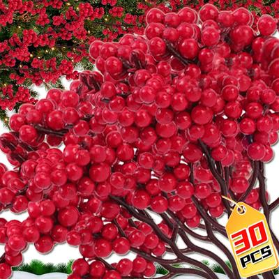5/30 STÜCKE Künstliche Beerenzweige Weihnachtsrot Gefälschte Stechpalmenbeeren Bouquet DIY Kranz Weihnachtsbaum Neujahr Heimparty Dekoration