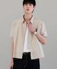 NODU Pinstripe Crop Half Shirt [Beige]