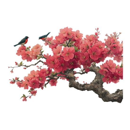 Watercolor Floral Branch Wall Decals, Convenient Peel & Stick, Self-Adhesive PVC Stickers for Bedroom, Living Room & Entryway Decor, Waterproof
