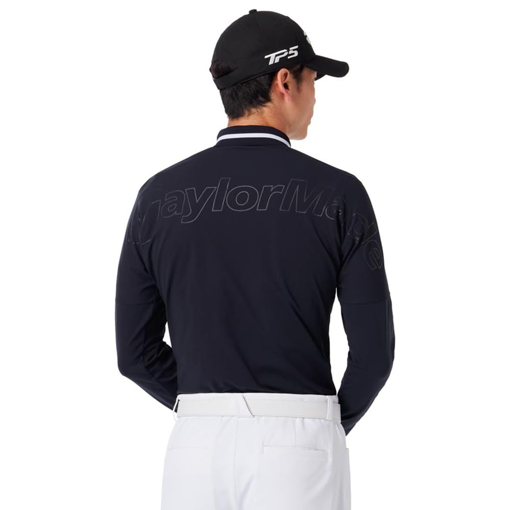 TaylorMade Tour TM Brushed Long Sleeve Polo, Black, Size M, Men's, 2024FW UN332