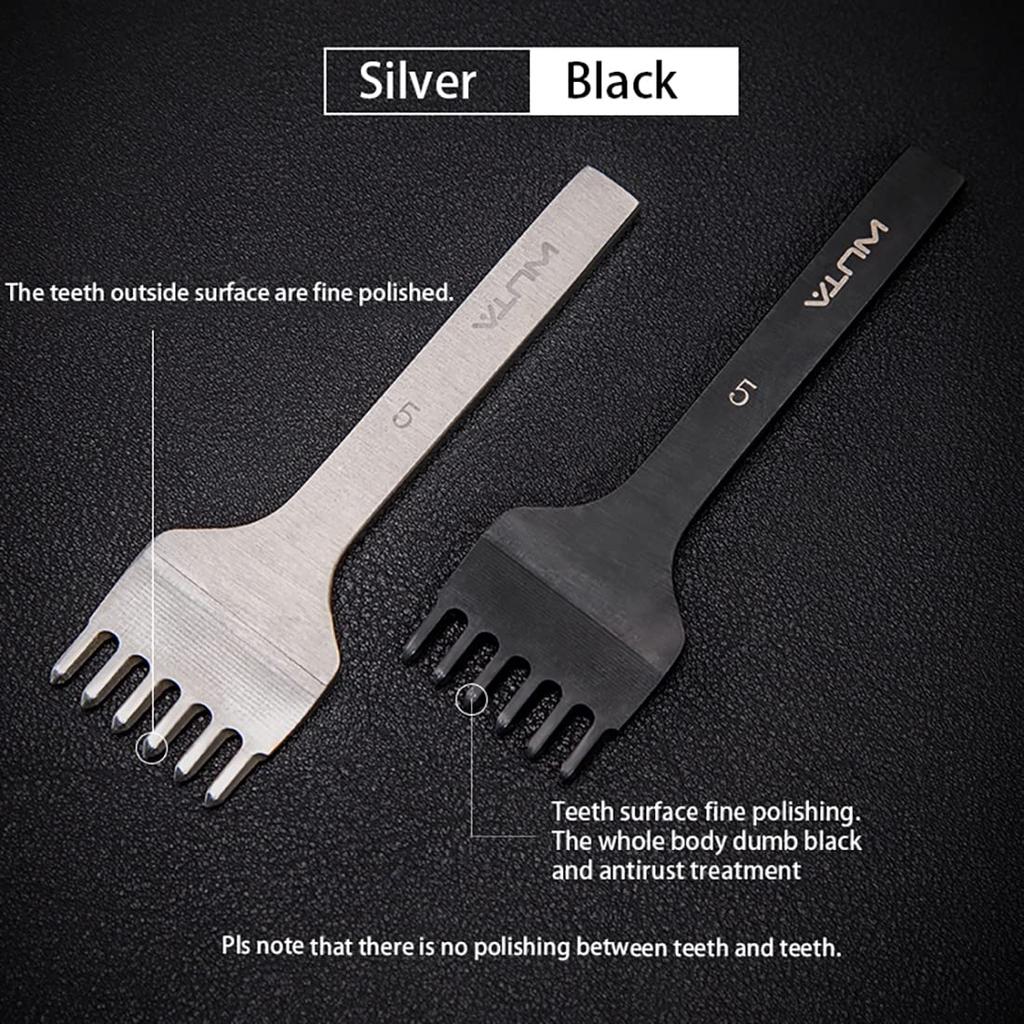 WUTA Lederhandwerk Diamantbohrer der ersten Generation, Verbessertes Lederhandwerkzeug, 4-teiliges Lochstanzset aus schwarzem Stahl (5mm 1+2+4+6)