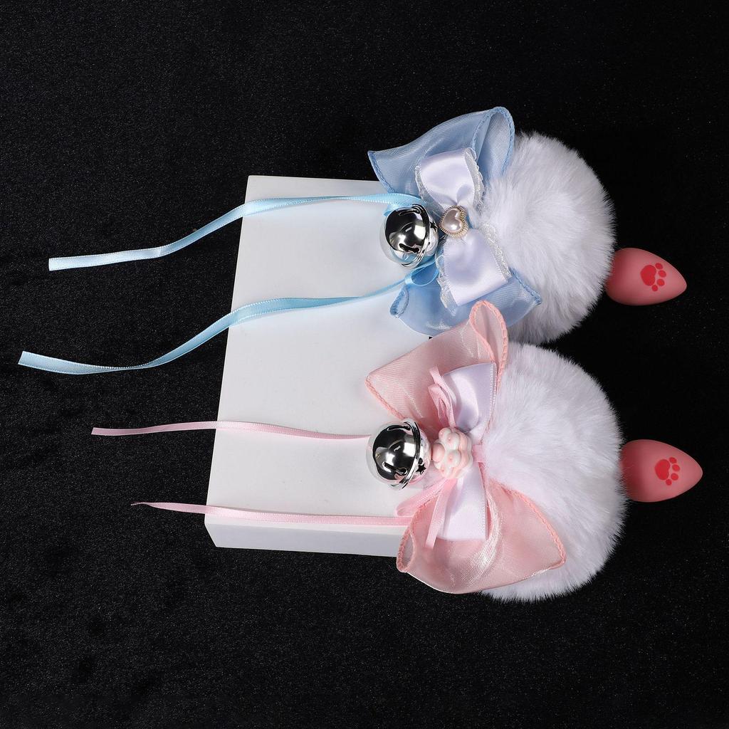 Silicone Rabbit Tail Butt Plug with Bowknot – Cute SM Erotic Toy for Adults