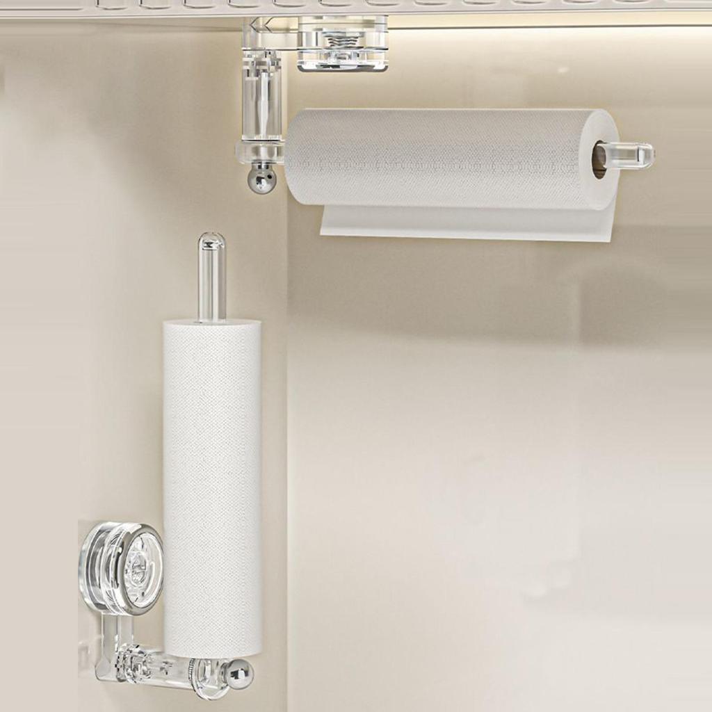 Kitchen Paper Towel Holder Toilet Tissue Holder for Bathroom Suction Cup Napkin Dispenser Rotatable Storage Rack for Cling Film