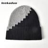 Autumn and Winter Wool Hat Women's Color Matching Flanged Knitted Hat Warm Cold Hat Men's Tide Outdoor Sports Couple Ear Hat