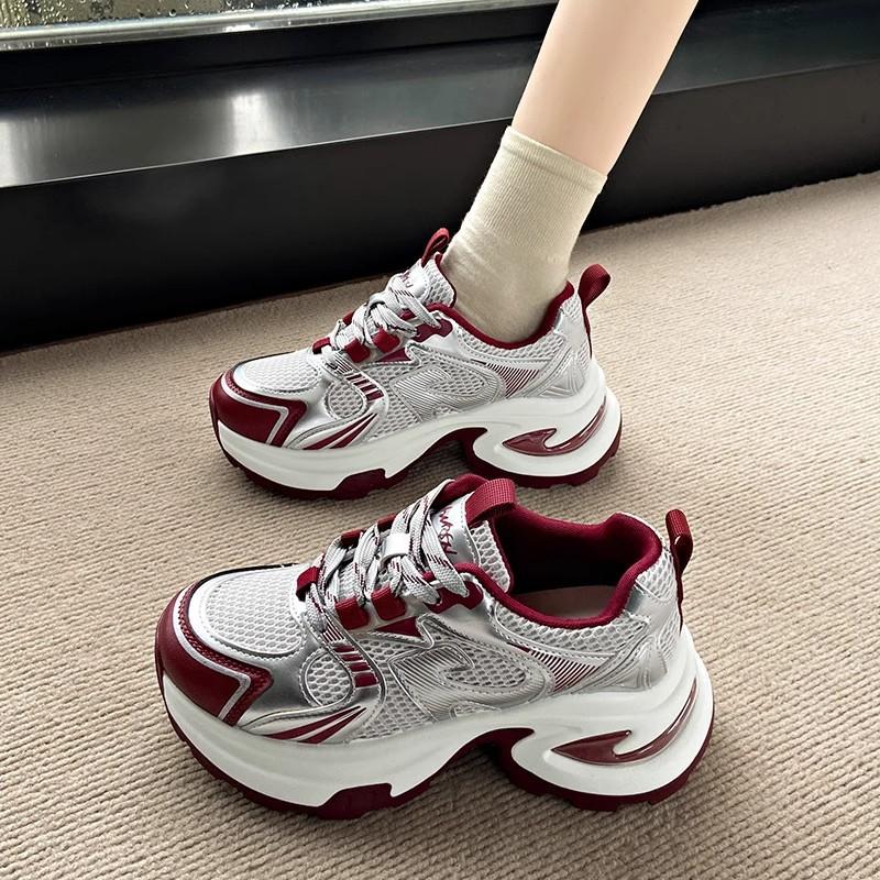 Retro soft-soled women's summer small thick-soled heightened breathable casual versatile student sports shoes