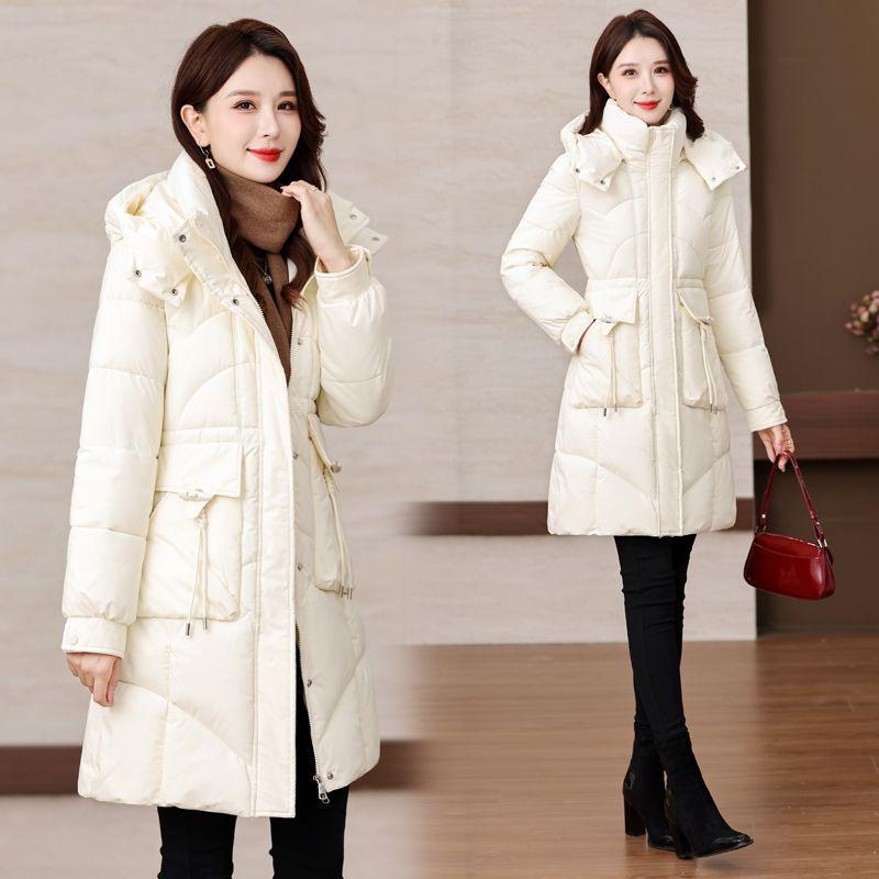 Cotton Jacket for Women's Mid-length Korean Style Horn Button Middle-aged Mother's Thickened New
