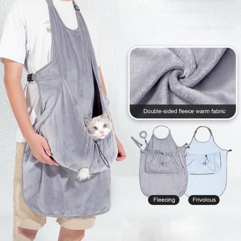 Hands Frees Cats Holder Hair Resistant Apron with Adjustable Strap Comfortable Breathable Carrying Bag for Pet