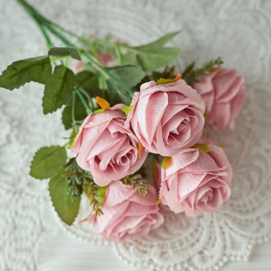 Decorative Artificial Rose Vivid Realistic Exquisite DIY Anti-fade Table Centerpieces Faux Silk Flower Home Decor