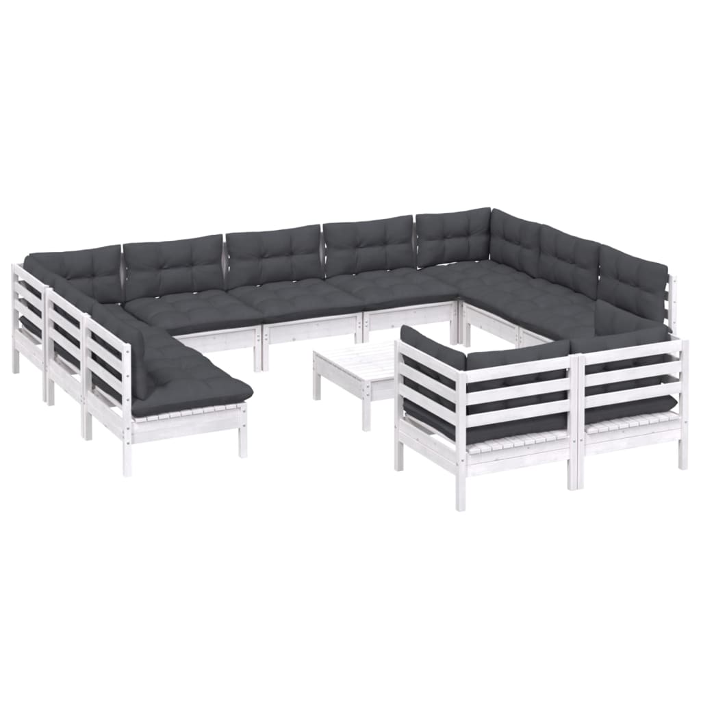 Vidaxl 12-Cz. Garden Lounge Set, With Cushions, White