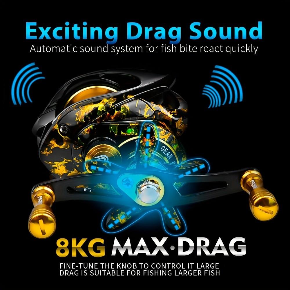 High-Speed Baitcast Reel, 7.2:1 Gear Ratio, Aluminum Metal Spool, 17.64LB Max Drag, Magnetic Brake System, Ergonomic Handle for Precision Control