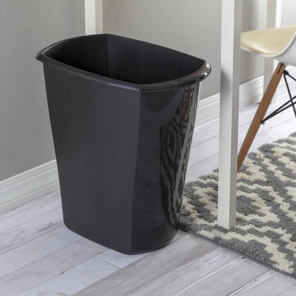 10 Gallon Plastic Rectangular Wastebasket Open Top Comfortable Handle Space Saving Ideal Kitchen Bathroom Office Indoor Use