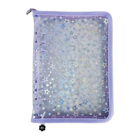 Zipper Binder Transparent Window Design Star Pattern PVC Cover Card Organizer with Multiple Slots Portable Card Holder Binder for Idol Cards Photo