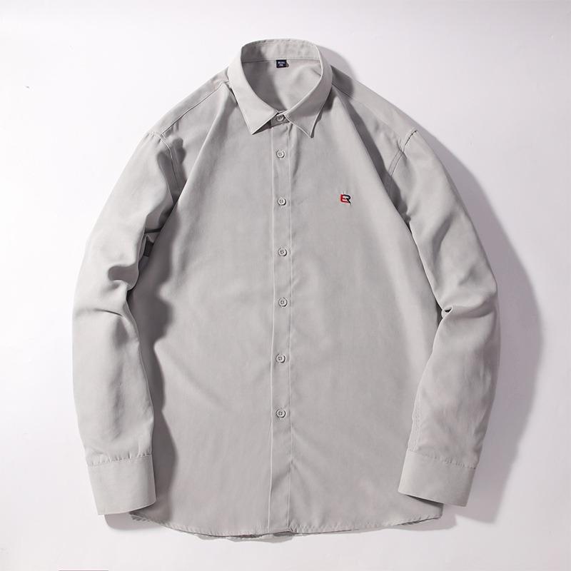 Men's Solid Color Long Sleeve Button Down Shirt Casual Base Layer Top.