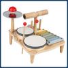 Kids Wooden Montessori Musical Percussion Toys - Xylophone Drum Gong Hand Drum Educational Toddler Toy