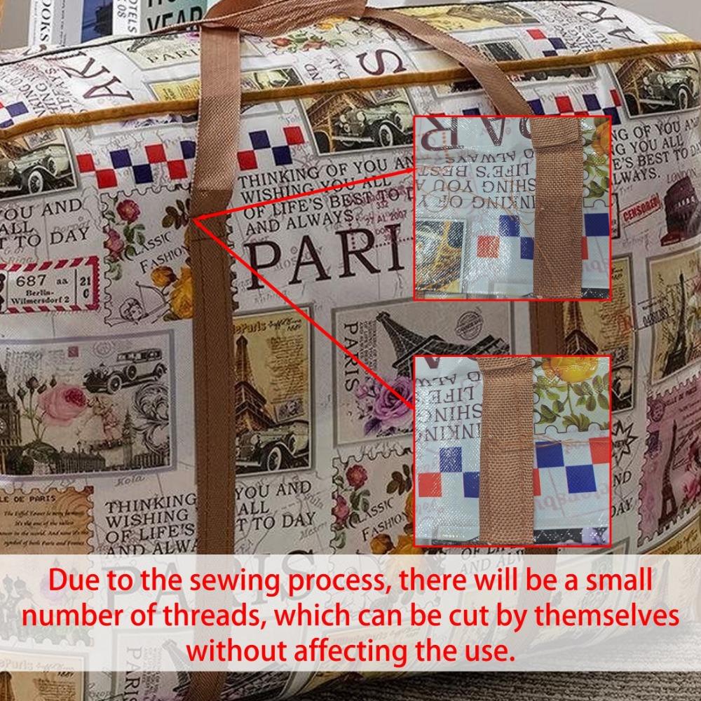 Große Aufbewahrungstasche im Vintage-Stil mit starkem Reißverschluss und Griffen, faltbare Reisetasche aus Stoff