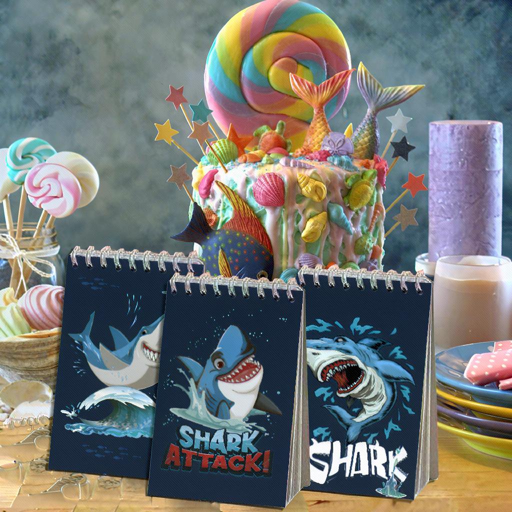 8pcs Shark Spiral Notebook Mini Pocket Notepad Tearable Top Bound 80gsm Paper Student School Portable Note Taking Supplies