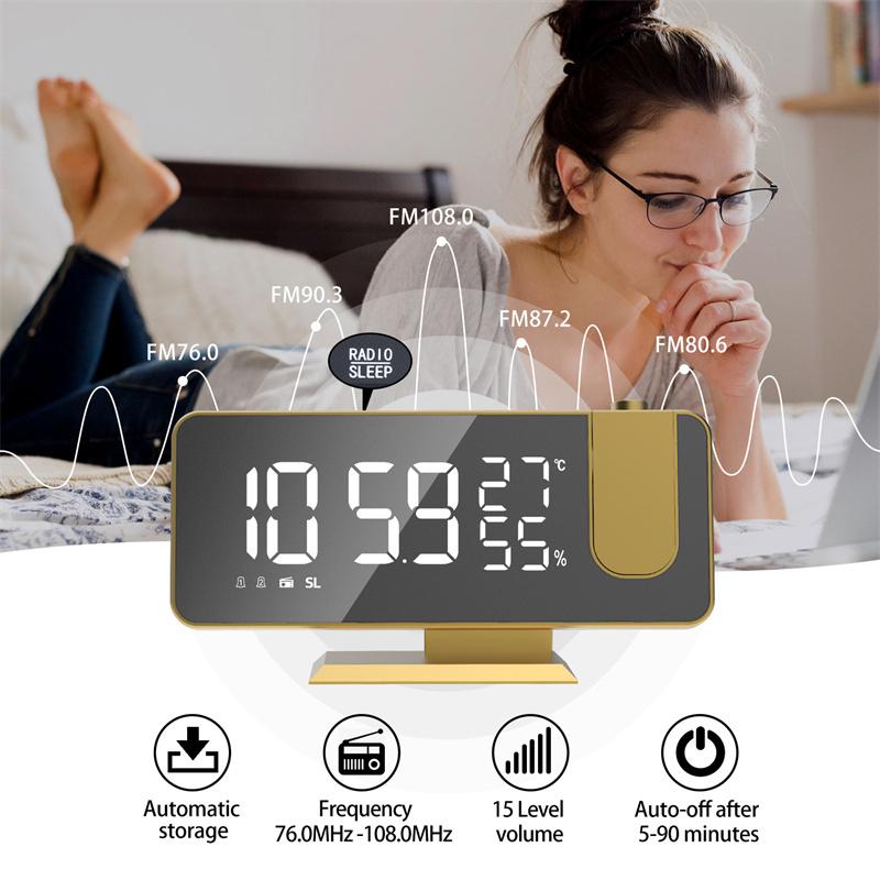 Alarm Clock Multifunctional Electronic Digital Clock Luminous Alarm Clock Radio Projection Clock DC5V Power Supply