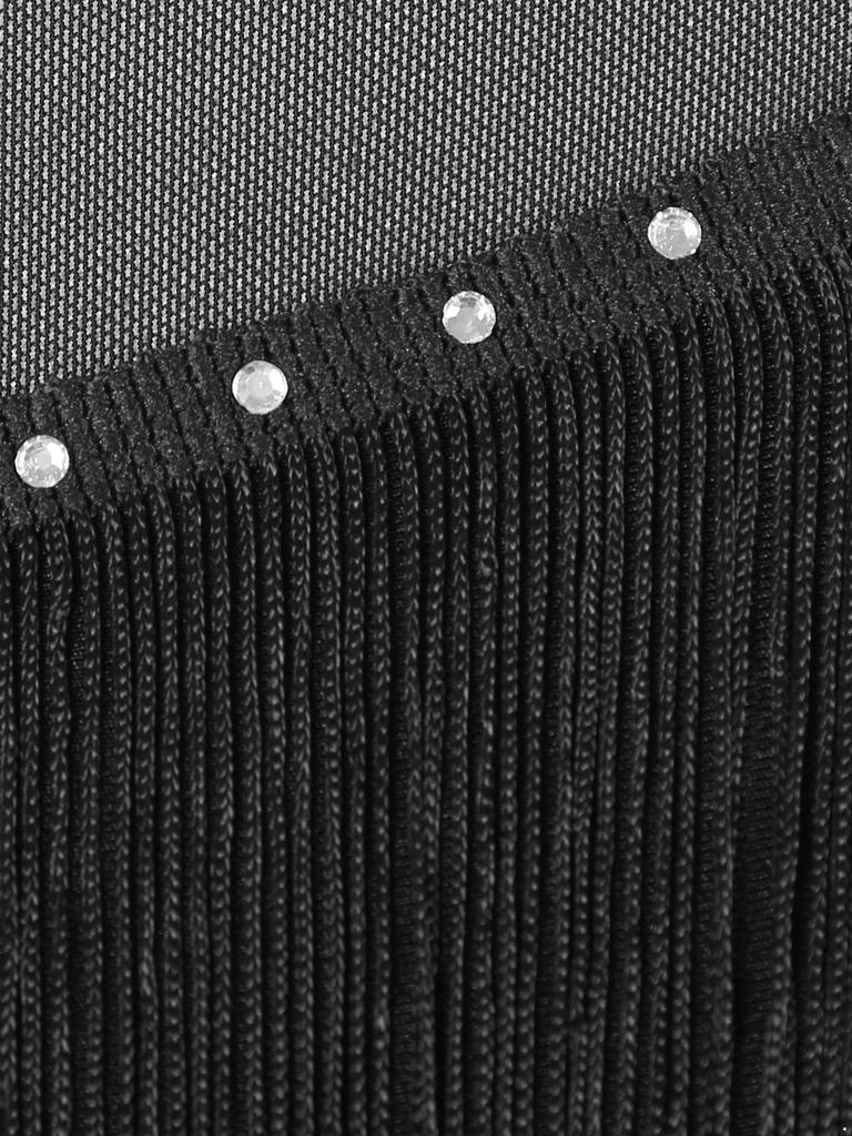 Fringed Dance Dress Sheer Mesh Patchwork Long Sleeve Irregular Hem Dresses for Tango Latin Cha-Cha Samba