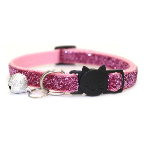 Bling Cat Collar Breathable Fade-less Pet Supplies Kitty  Sequin Collar with Bell for Dog