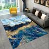 Sophisticated Nordic Blue and Gold Marble Floor Mat Geometric Carpet for Living Room or Bedroom Non-Slip Rug for Sofa Doormat