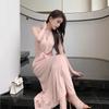 French celebrity temperament kink V-neck sleeveless dress 2026 summer new waist slim hip wrap dress