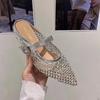 New 2025 Luxury Crystal Footwear Silver Women Flat With Shoes Female Pointed Toe Fashion Rhinestones Shallow Ladies Flats Shoes