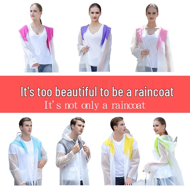 Qinfei Unisex Long Travel Rain Poncho with High-Frequency Heat-Pressed Seams