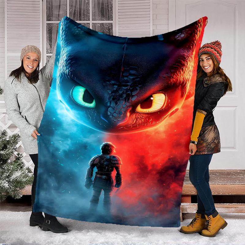 Dragon Theme Printed Blanket Perfect For Couch Bed Travel Outdoor Use Machine Washable Cozy Durable