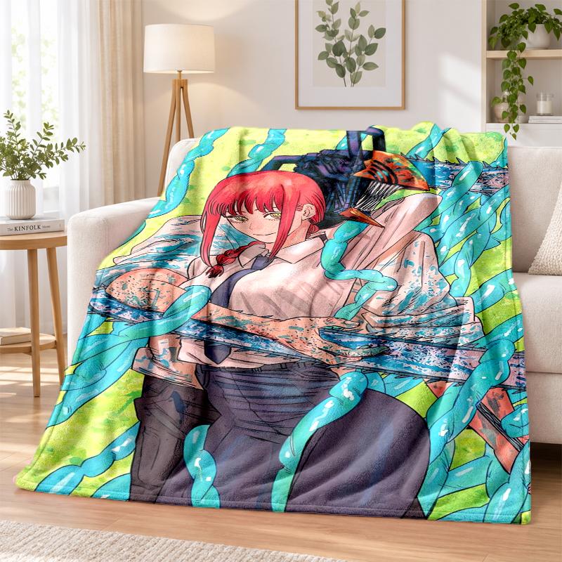 Chainsaw Man Flannel Throw Blanket Soft Warm Cozy For Sofa Bed Indoor Home Bedroom Use