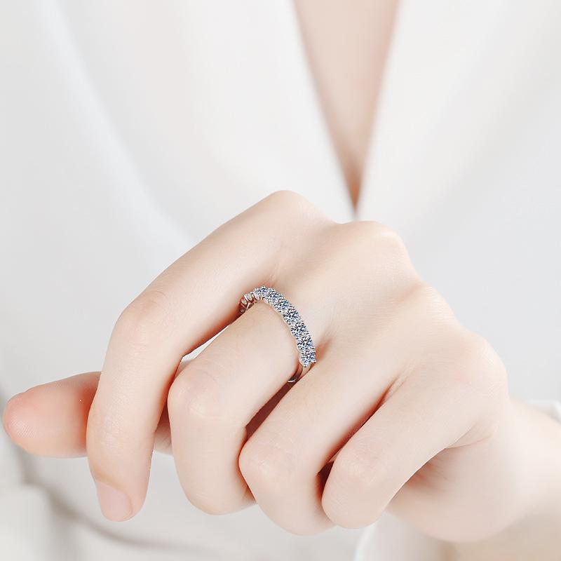 Platinum-Plated Moissanite Princess-Cut Ring In 925 Sterling Silver