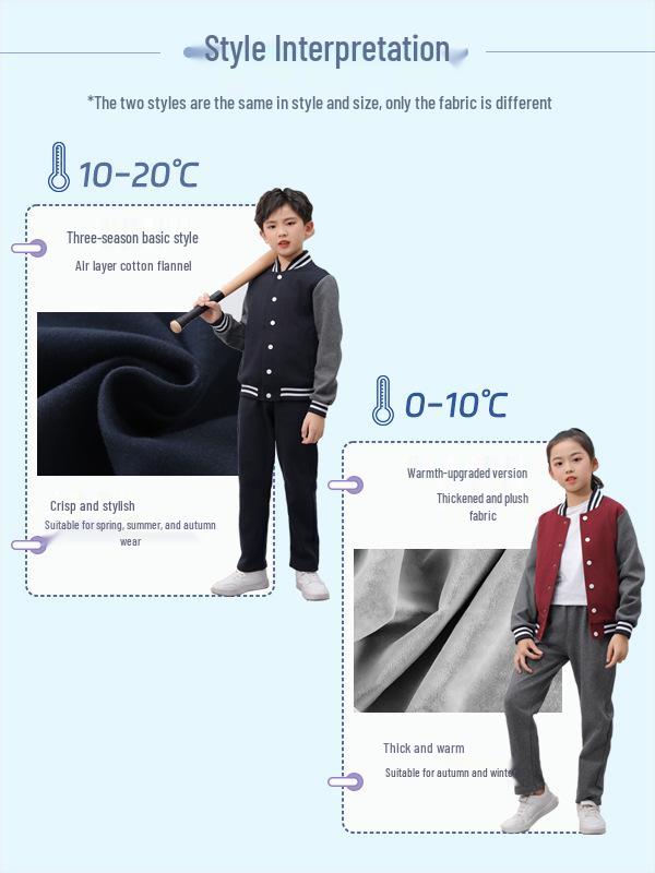 Unisex Navy Blue School Uniform Jacket & Pants Set, Perfect for Spring & Autumn