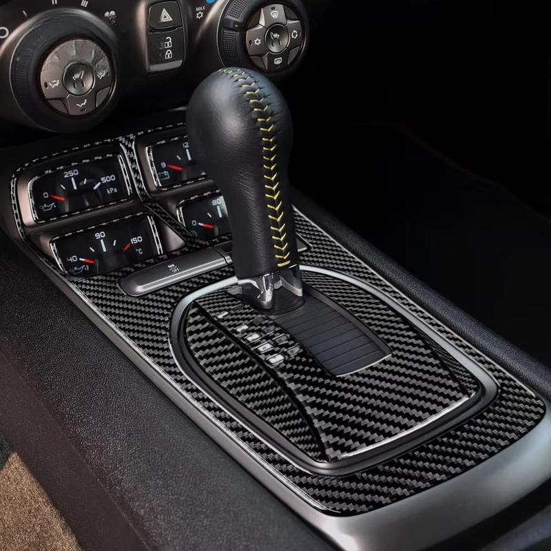 Real Soft Carbon Fiber for Chevrolet Camaro 2010 2011 2012 2013 2014 2015 Accessories Interior Trim Car Gear Shift Panel Sticker