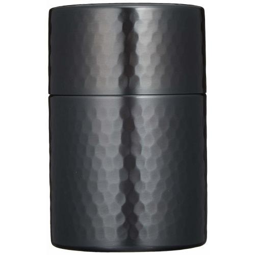 Shinko Metal Black Copper Finish Tea Caddy, Medium (Capacity: 150g), Pure Copper with a Black Copper Finish, Hammered Design, BC-106