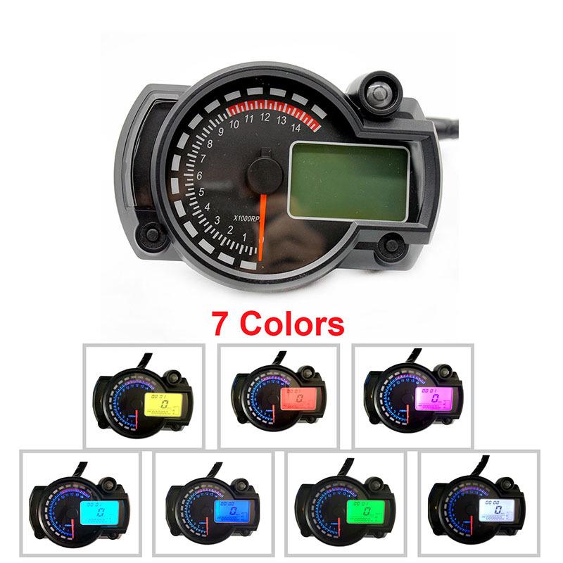 15000rpm LCD Digital Speedometer Tachometer Set Odometer RX2N Gauge LED
