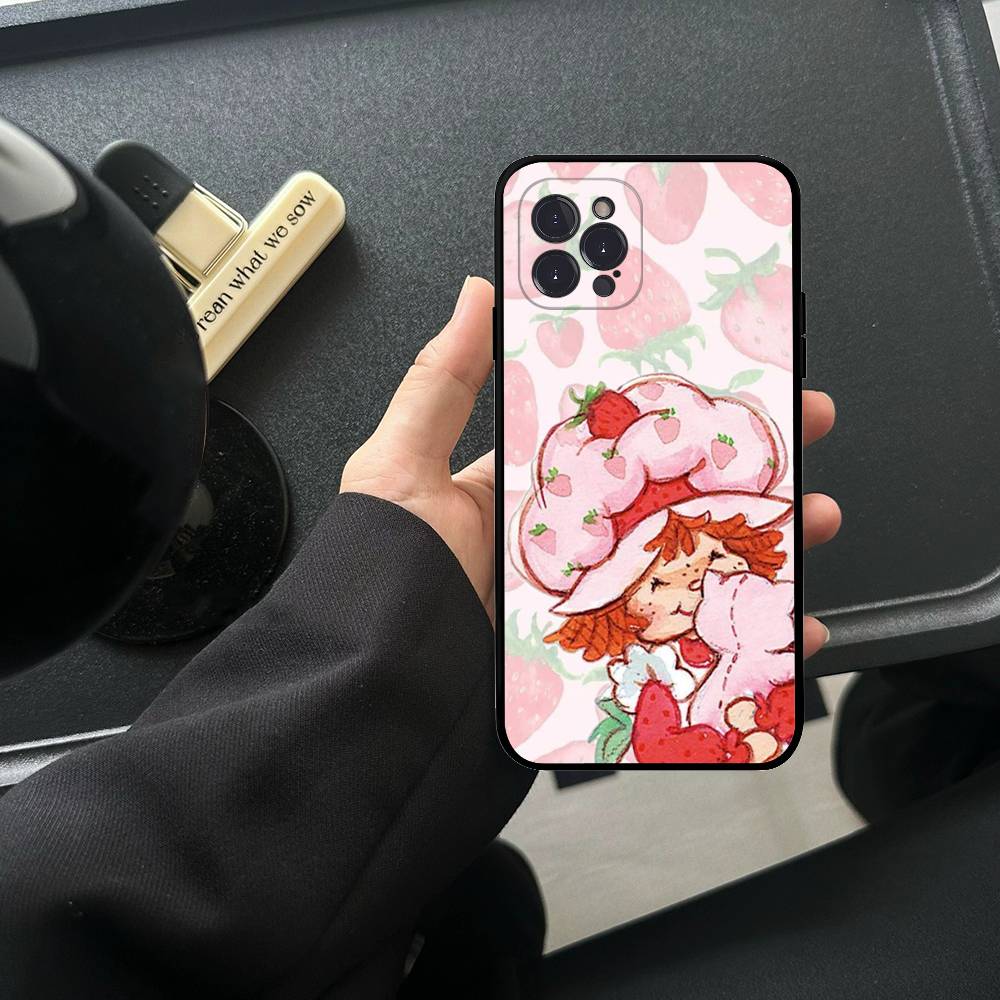 Animated S-Strawberry S-Shortcake TPU Silicone Case For IPhone 11 12 13 14 15 16 17 Pro Max Shockproof Clear Back Cover