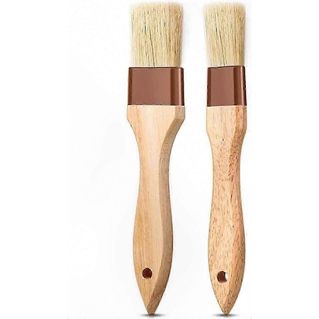 Natural Bristle Pastry Brushes with Long Wooden Handle for Cooking, Baking, and Grilling