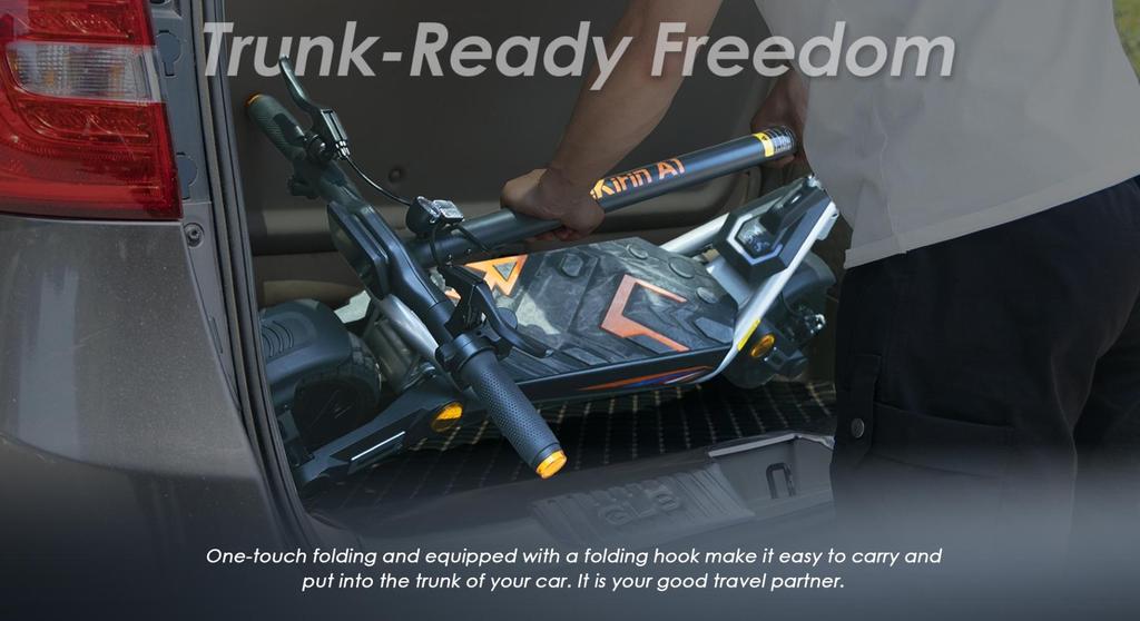 Foldable electric scooter Kukirin A1, 800W motor, 48V 13Ah battery, top speed 45km/h, cruising range 45km, 10-inch tires