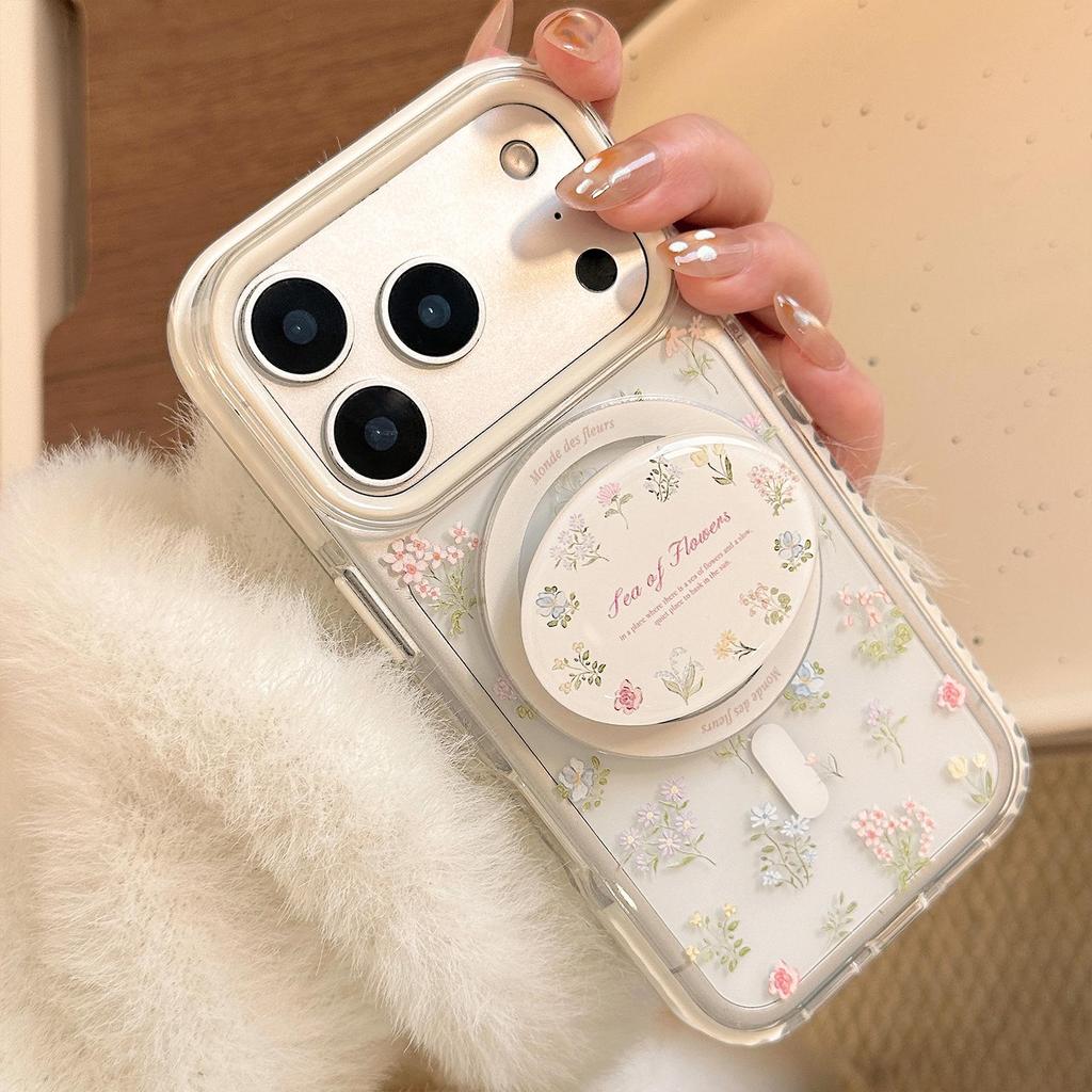 Flower Magnetic Mount Phone Case for iPhone 16, iPhone 17, and iPhone 17 Pro Max