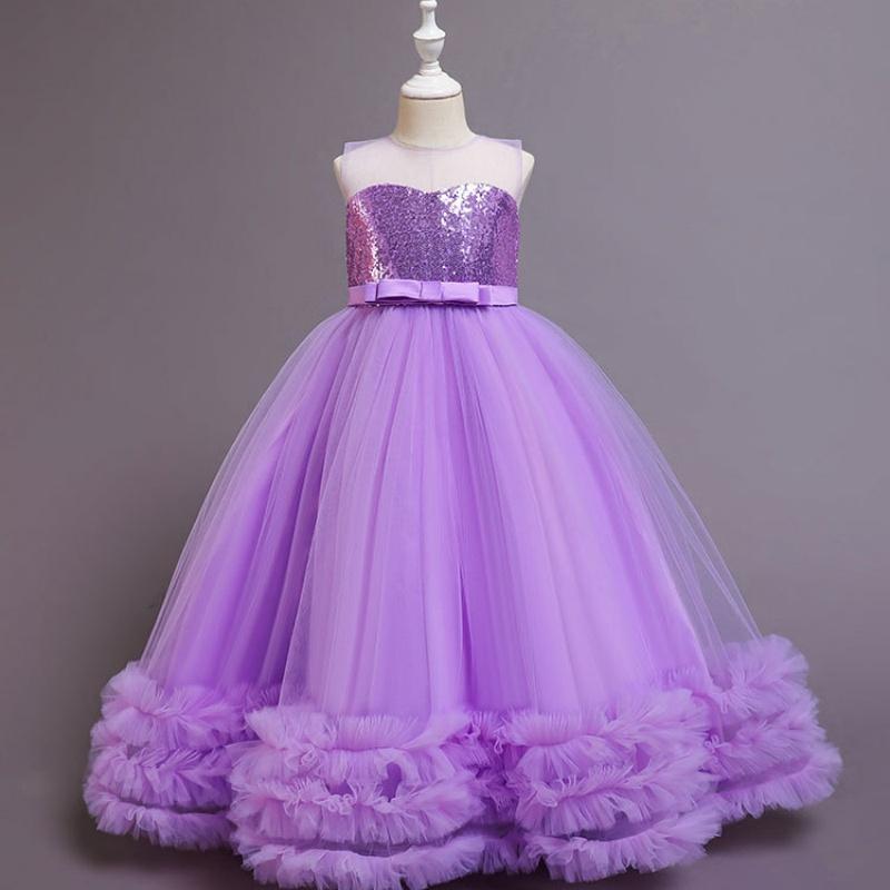 Baby Girls Flower Princess Lace Ball Gown Party Long Dress For Brithday Wedding Teenager Kids Christmas Dresses Children Clothes