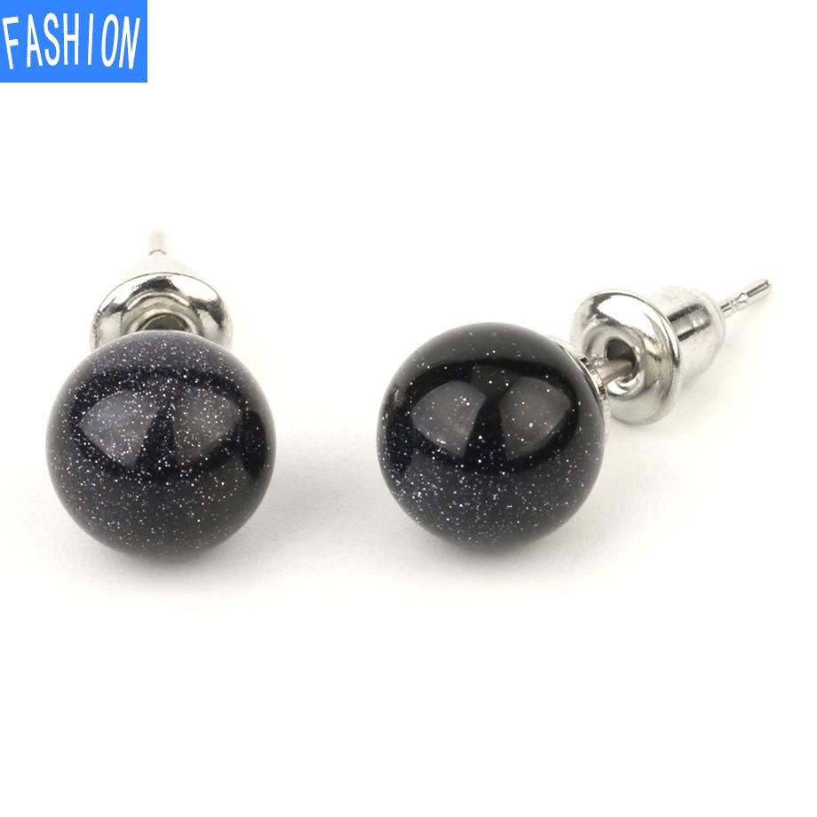 

Креативные милые серьги с натуральными кристаллами в горошек, простые европейские и американские серьги, женские оригинальные серьги-брелки blue sand