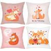 Cute Fox Pillow Covers I Love You Mom Valentine Polyester pillowcase, sofa decorative cushion cov Headboard Pillow