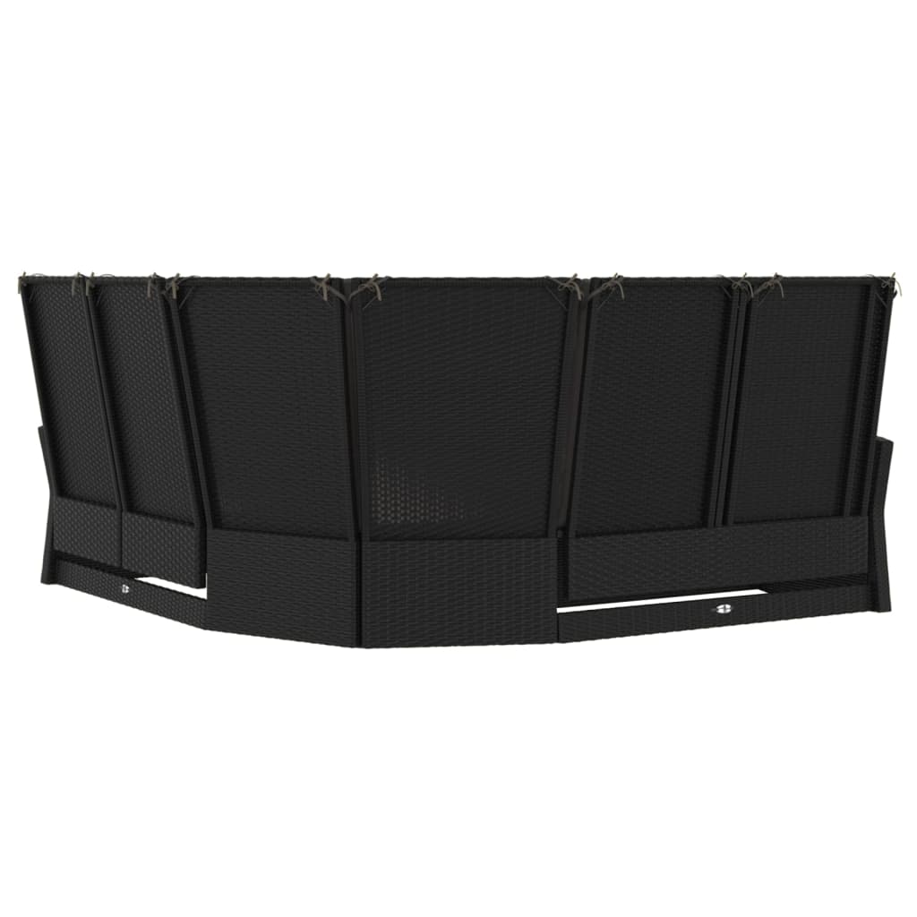 Corner Sofa with Reclining Function and Cushions Black Poly Rattan
