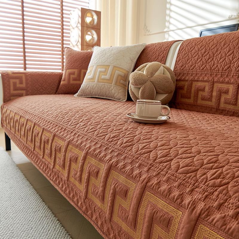 2024 Non-Slip All-Cotton Sofa Cushion Cover for Solid Wood Sofa - Four Seasons Universal Design