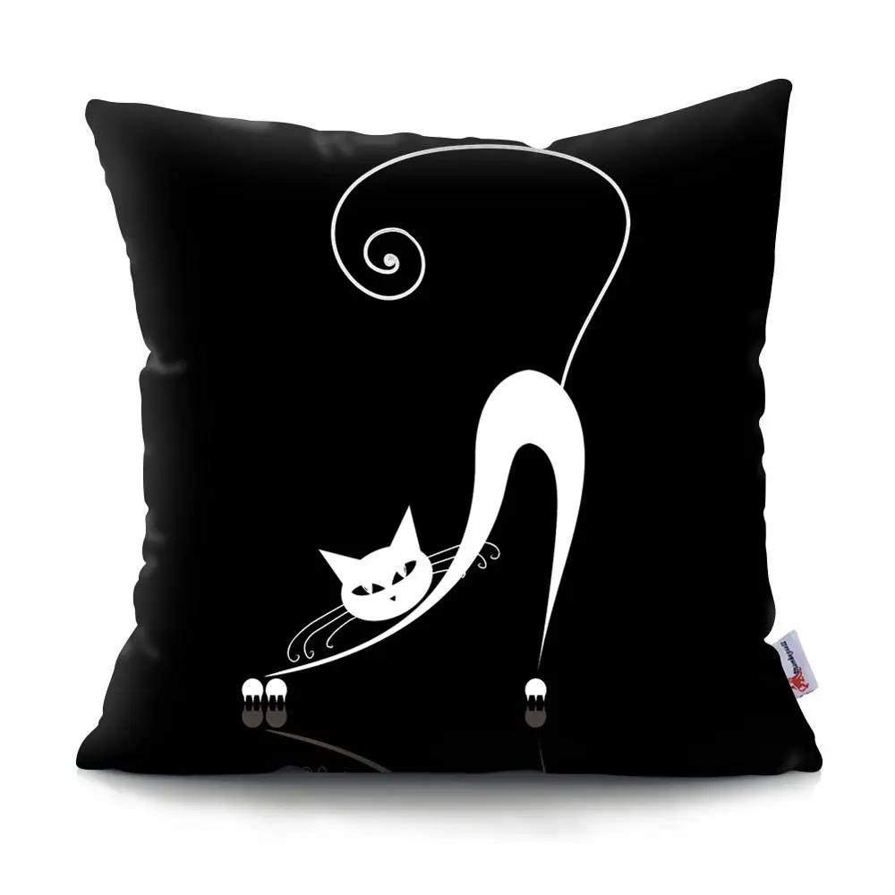 Black Cat Cushion Cover Pet  Sofa Bedroom Decoration Pillowcase Pattern   Case
