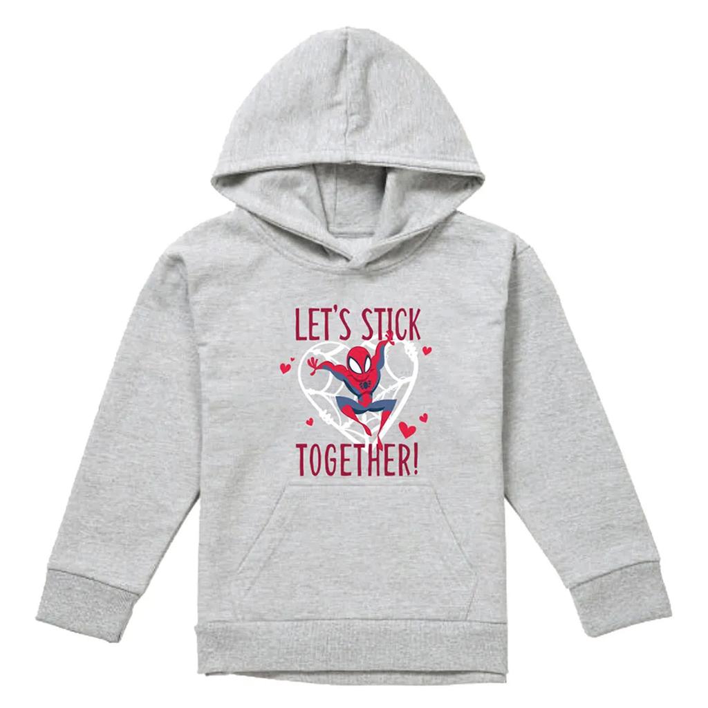 Spider-Man Childrens/Kids Let's Stick Together Heather Pull Over Valentine`s Day Hoodie