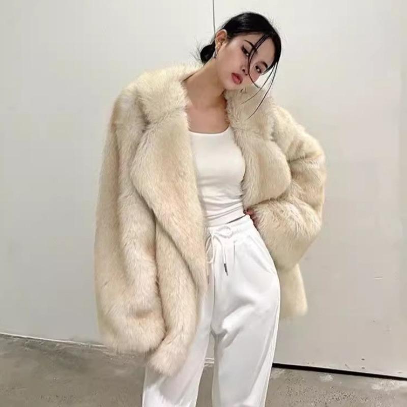 New Toka Imitation Fox Fur Coat Women's Medium and Long Temperament Large Lapel Loose Women's Coat